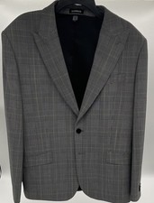 Express Men's Gray Plaid Blazer 44S Extra-Slim Single-Breasted Two-Button