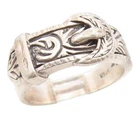 925 Sterling Silver Vintage Ring Floral Scroll Belt Buckle Band  Sz 8  RG36118