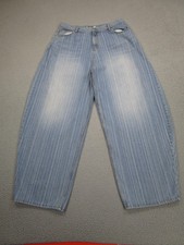 SEEOT Jeans Mens 32 Light Wash Blue Baggy Wide Leg Denim Y2K Skater Raver
