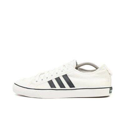 adidas Herren Nizza Sneaker Weiß/Schwarz Canvas Low-Top Originals EU 44 2/3