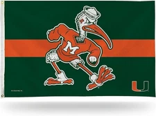 University of Miami Hurricanes Flag Banner 3x5 Feet Metal Grommets Ibis...