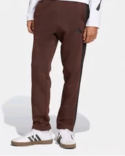 Adidas men Essentials 3-Stripes Fleece Pants Open Hem (Large)