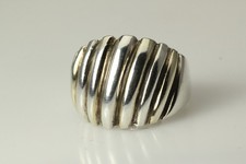 925 Sterling Silver Ribbed Dome Ring 6.5 Grams Size 6.5 RIN8053 