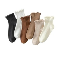 6 Pairs of Ruffle Socks Women, Cute Ruffle Ankle Socks 5-9 Mix Color2