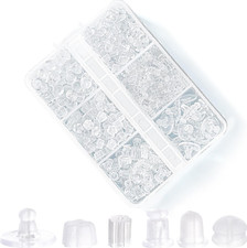 600PCS Silicone Earring Backs Clear Soft Rubber Stoppers Replacement Stud 6style