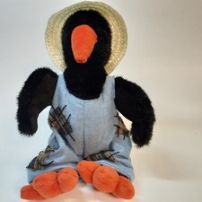 TY Vintage 1993 Beanie Babies CAWLEY The Crow 9" Plush Jointed Overalls Hat