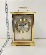 Vintage Linden Carriage Alarm Clock Gold Tone Brass Case Quartz Tested