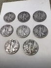 WALKING LIBERTY HALF DOLLAR LOT OF EIGHT 90% SILVER 1918-1943