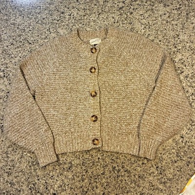 Universal Thread Women's Beige Knit Button-Front Cardigan Sweater M Crew Neck