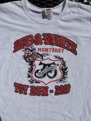 Hells Angels Monterey Support 81 Red & White Toy Run 2019 Tee Shirt Size 2xl