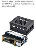 Metal Case with N04 PCIe M.2 Key-M NVMe SSD PCIe Peripheral Board for Raspber...