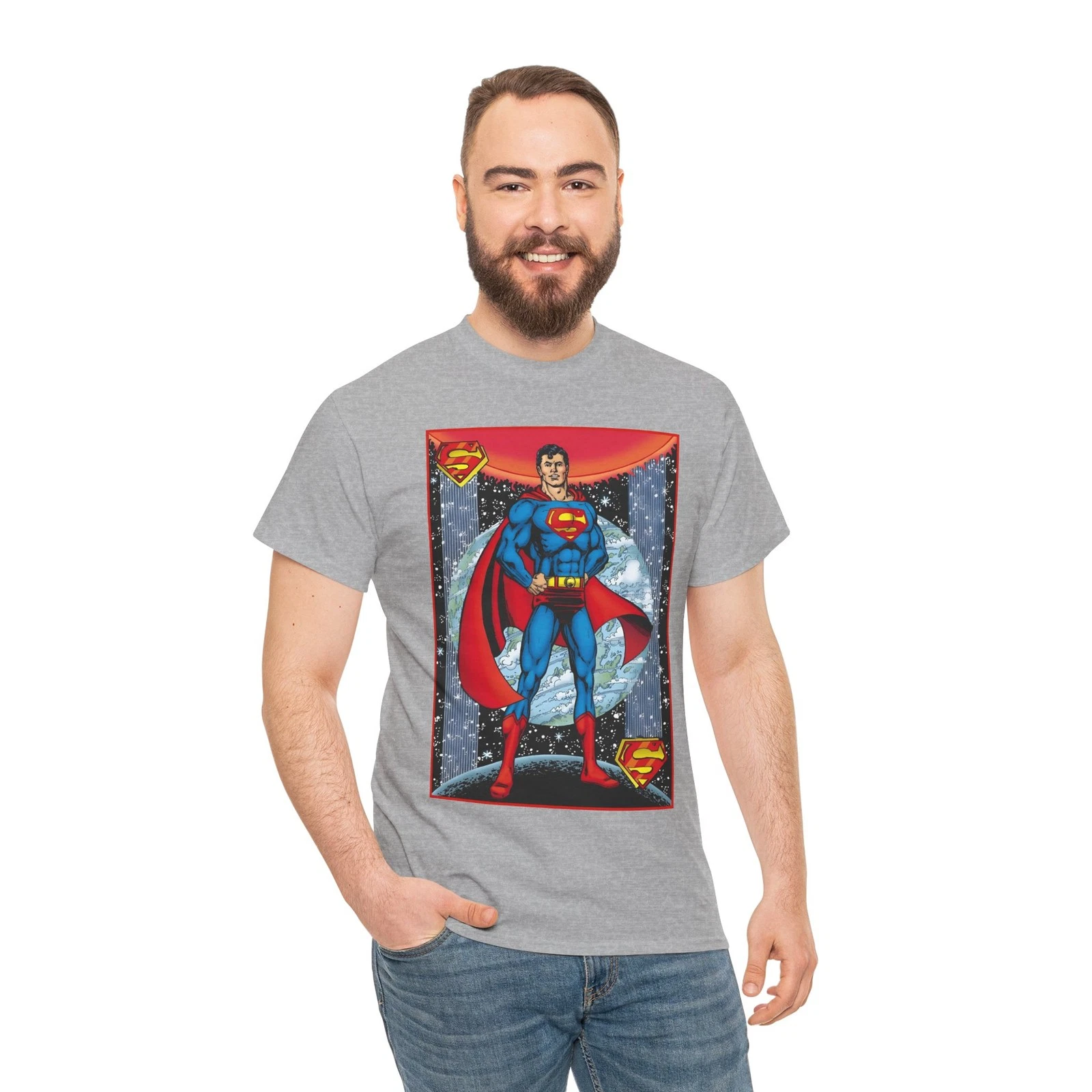 Superman T-Shirt - George Perez Justice League Postcard Art - DC Comics - 1980s