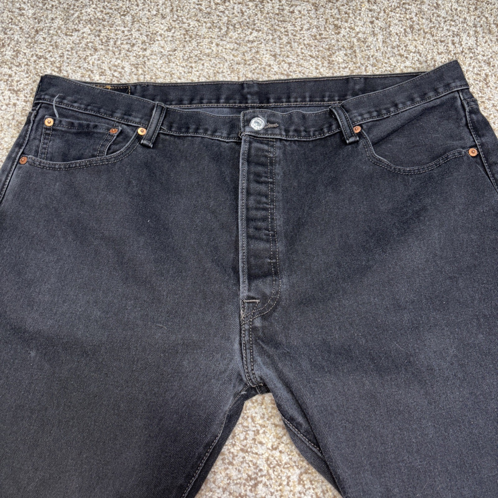 Levi's 501 button fly Jeans Mens 42x30 Black  Denim Straight Leg Fits 40 X 29 - View 2