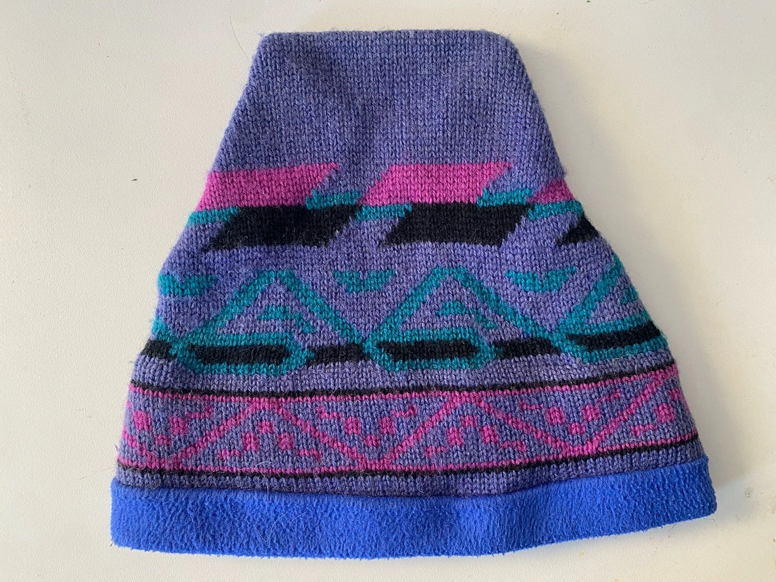 Vtg LL Bean Winter Wool Knit Fleece Hat 80’s 90’s Bright Purple Gorpcore Nordic