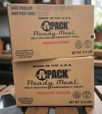 APACK MRE Ready To Eat Reduced Sodium - 24 Total Meals (2 Cases)