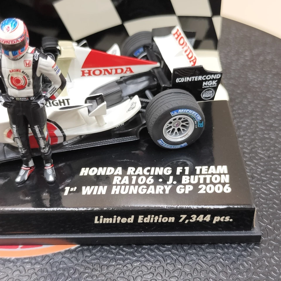 MINICHAMPS 1/43 Honda Racing F1 Team RA106 J. Button Hungary GP 2006 400060112 - Image 4 of 4