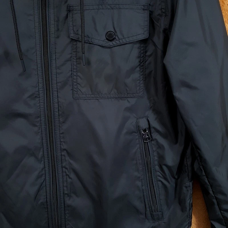 CALVIN KLEIN Jacket Mens XL Black Polar Fleece Lined Hooded Windbreaker $150 - product detail image 2