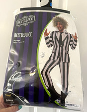 Spirit Beetlejuice Adult XL Striped Suit Costume Set Mask Black/White Polyester
