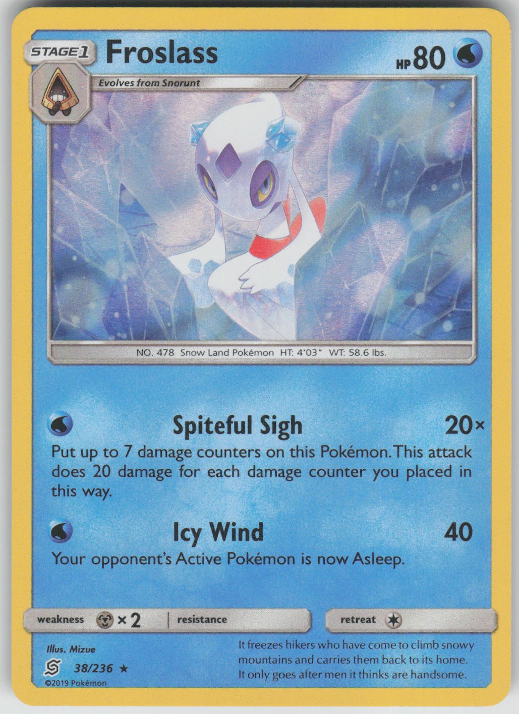 Pokemon TCG Froslass Holo Rare SM - Unified Minds 38/236