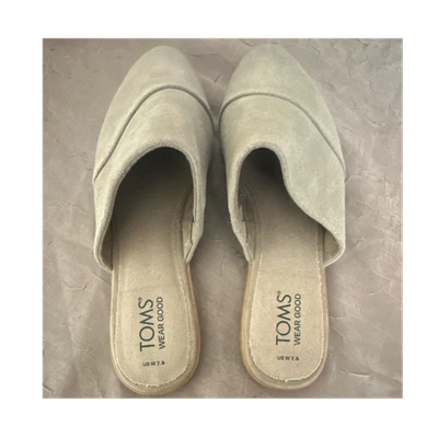 TOMS Women’s Beige Leather Slip-On Pointed Toe Mule Flats US 7.5 Logo - Image 1 of 4