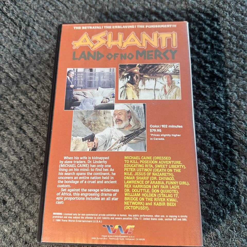 Ashanti Land Of No Mercy BETAMAX Rare HTF 1986 Michael Caine *not VHS* - Image 2 of 4