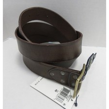 Polo Ralph Lauren Belt Men 42 Brown Leather Brass Tone Buckle Heritage Casual