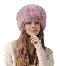 Lina  Lily Women's Winter Cossack Hat Russian Style Long Pile Faux Dusty Pink