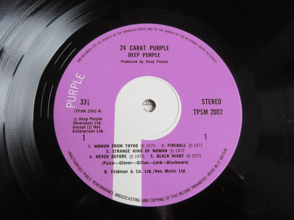 Deep Purple 24 Carat Purple LP ORIG 1975 1ST PRESS NEAR MINT VINYL MSPRINT LABEL - Image 4 of 4