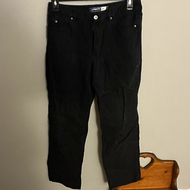 Liz Claiborne Women's 12 Black Denim Straight Jeans Solid Cotton Spandex