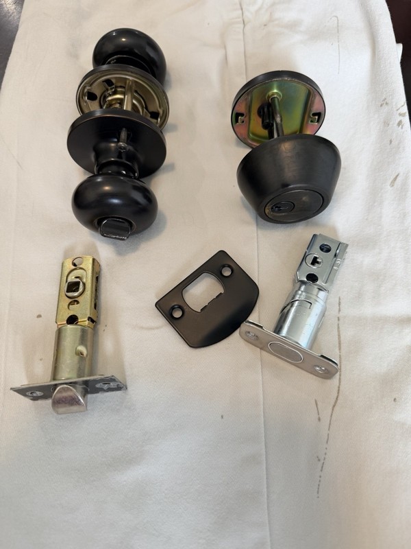 Front Door Lock Set Deadbolt Knob Combo Keyed Alike Matte Black Single Cylinder