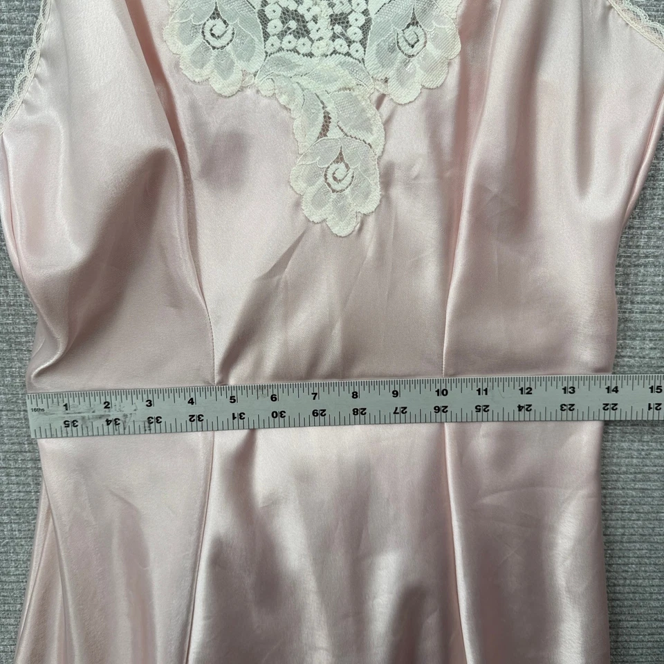 De Colección Maidenform Rosa Satinado Encaje Ribete Chemise Lencería Tanque Talla M Babydoll Foto 3 de 4