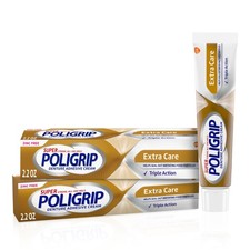 Super Poligrip Extra Care Denture and Partials Adhesive Cream, 2.2 oz, 2 Pack
