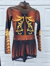 Dance Biketard Halloween Costume Alexandra Worth It Black Gold Rhinestones Small