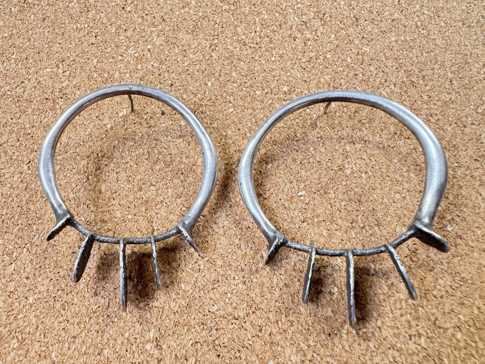 Rare Stunning Vintage AYSE Sterling Silver Modernist Design Brutalist Earrings image 5
