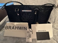 BRAHMIN MINI ASHER Satchel Black Melbourne NWOT Zip Closure Adjustable Strap