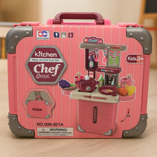 Kitchen Play Set for Kids Suitcase Style, Perfect Holiday Gift