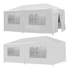 10x 20ft Party Canopy Tent PE Gazebo Wedding Canopy W/ 6 Removable Walls White