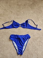 Women's Electric Blue High Waisted Underwire Bikini Set Size L