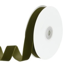 0.75" x 10 Yard Ribbon Single Faced Velvet Spool for DIY Army Green