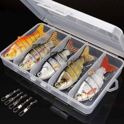  Lifelike swimbait crankbait fishing lures 5 pack lot tackle box multi jointed