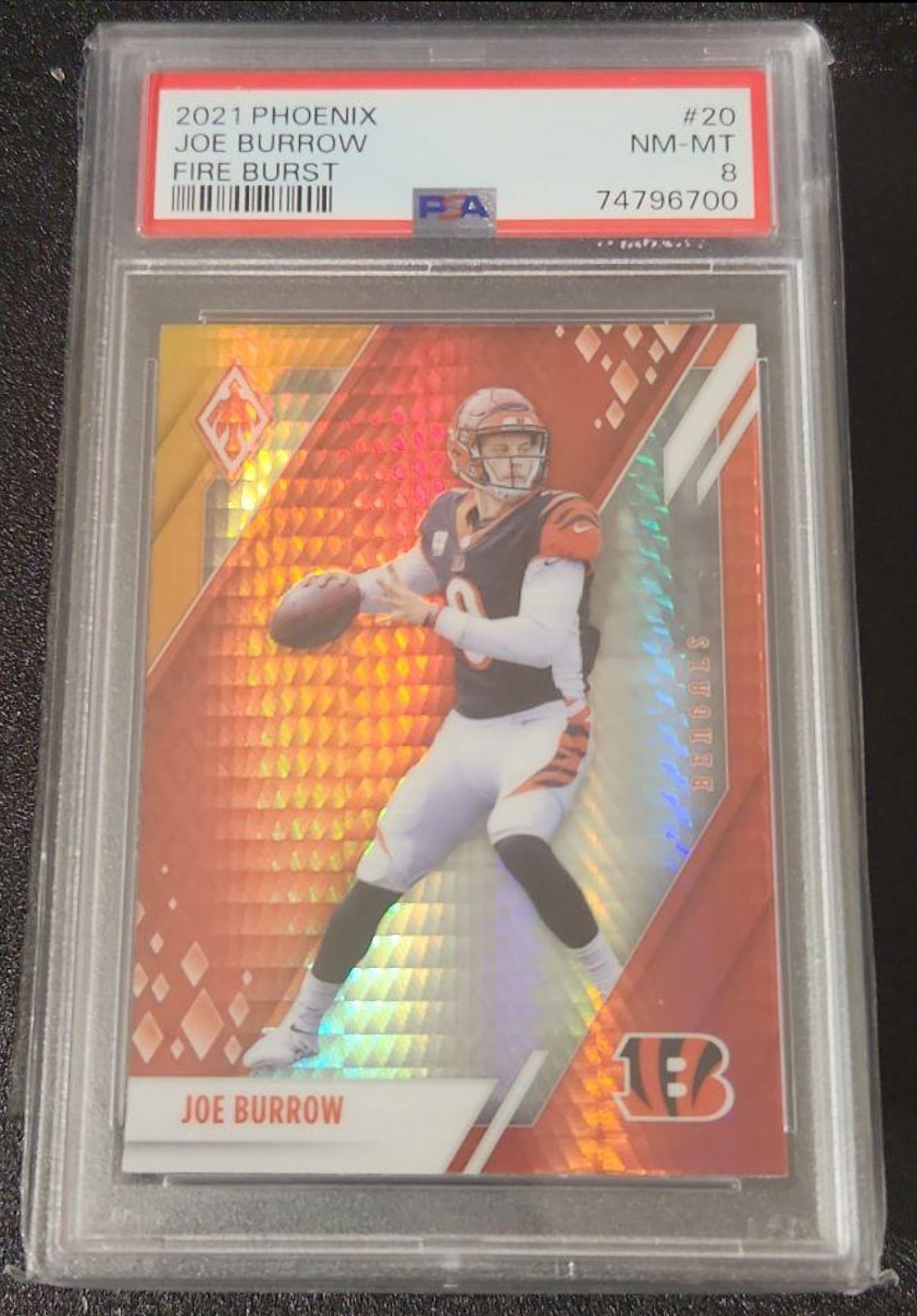 2021 Panini Phoenix Joe Burrow #20 Fire Burst Bengals PSA 8