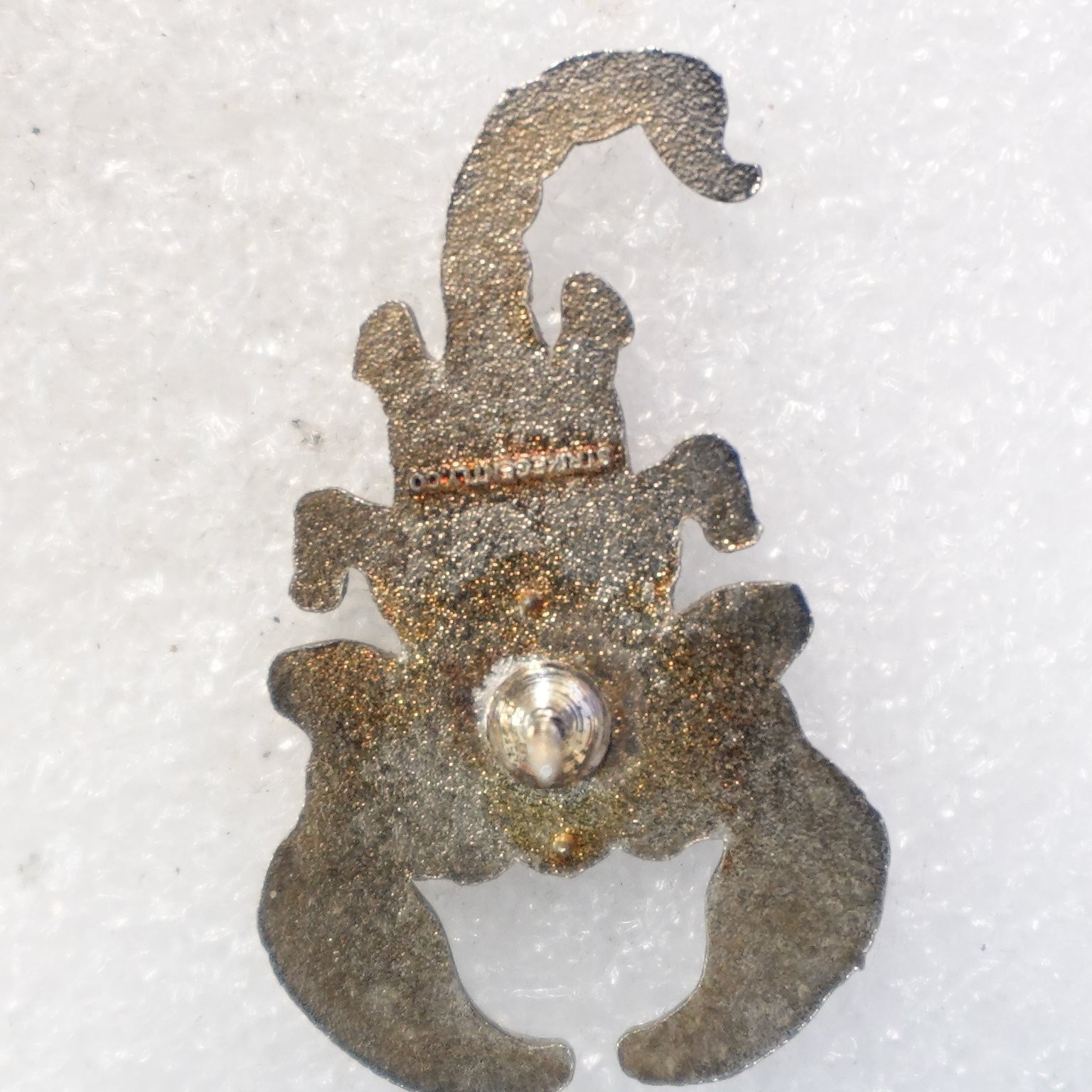 Floral Pattern Scorpion Pinback Button Metal Enamel Unique Design