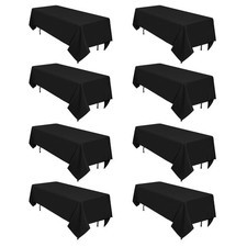 8 Pack Black Tablecloths 60 x 102 Inch Rectangular Table Cloths for Rectangle...