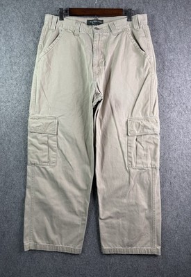Vintage Levi s Silvertab Khaki Cargo Pants Wide Leg Baggy Y2K 36x30 (fit 34x28)