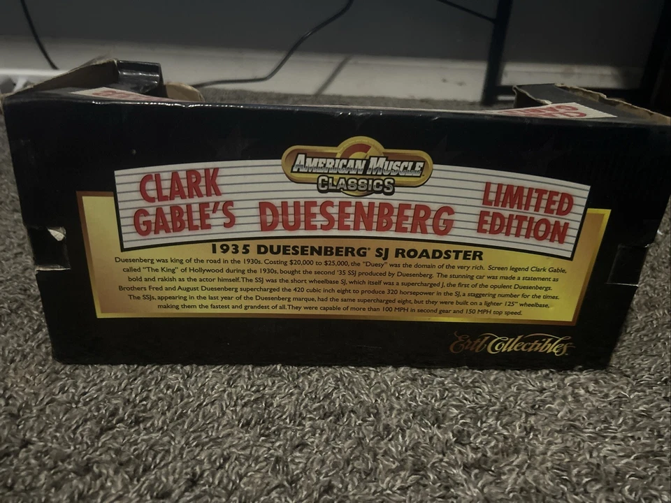 Clark Gable's Duesenberg Edición Limitada Die Cast By American Muscle Classics Foto 2 de 3