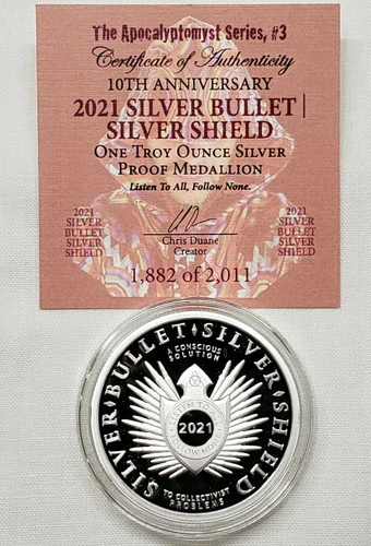 1oz 2021 Silver Shield Proof Silver Bullet Coin #3 Apocalyptomyst Series