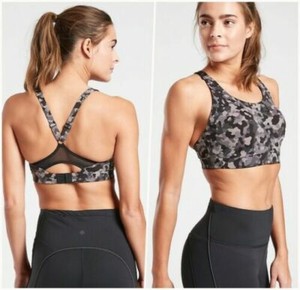 NWT $69 Athleta Black Camo Advance Sport High Impact Bra Current Season #405744