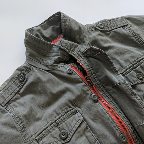 Gap Kids Canvas Jacket Surplus Padded Youth Size XL Olive Green Full Zip Cotton - Picture 6 of 14