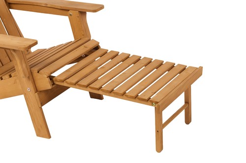Outdoor Wooden Folding Adirondack Chair with Retractable Ottoman Patio Chair US - Picture 14 of 19