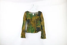Vintage 90s Streetwear Womens Small Shag Fuzzy Knit Long Sleeve T-Shirt USA